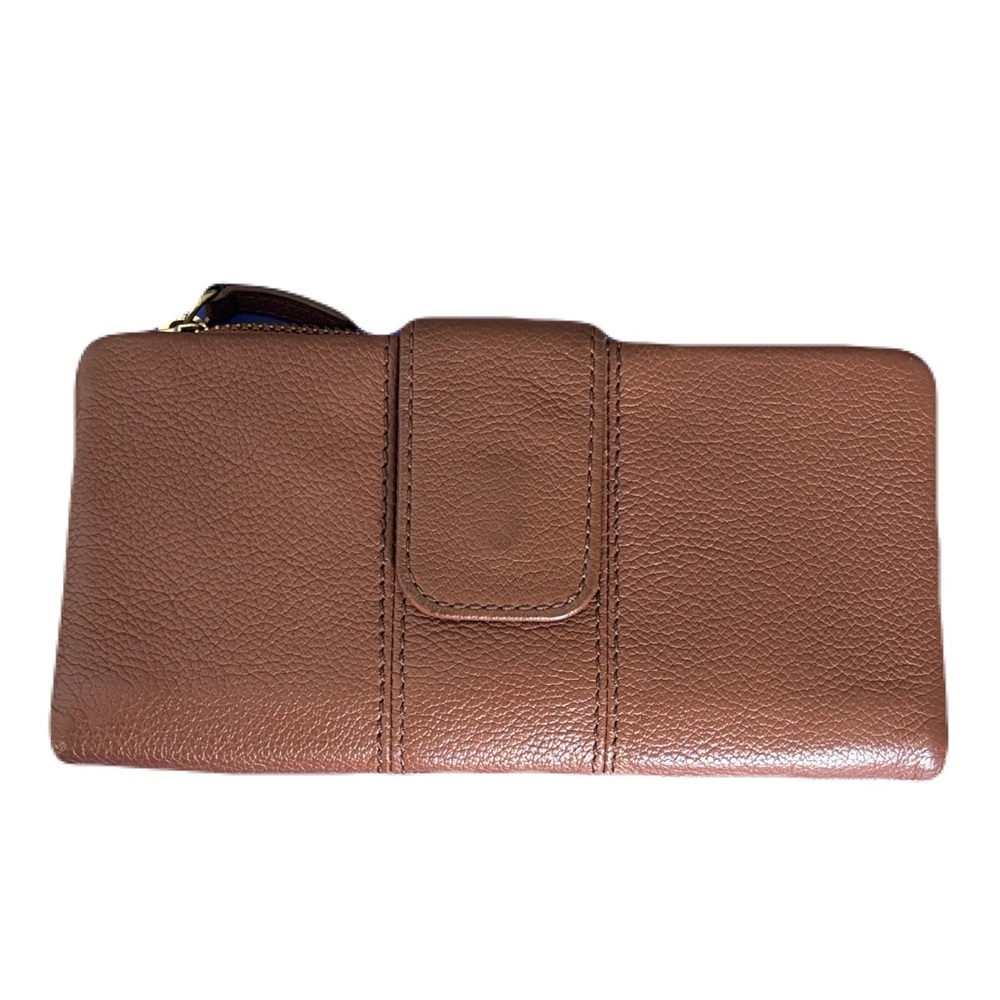 Fossil Brown Leather Zip Wallet